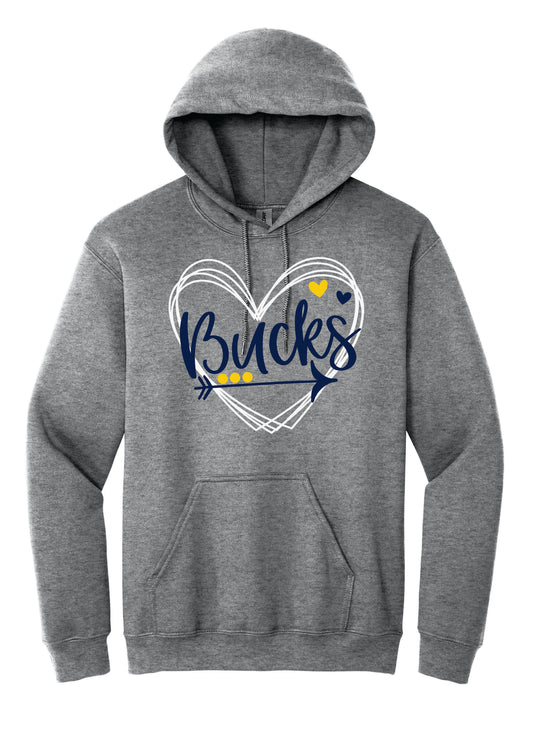 Heart Bucks Gildan Hoodie