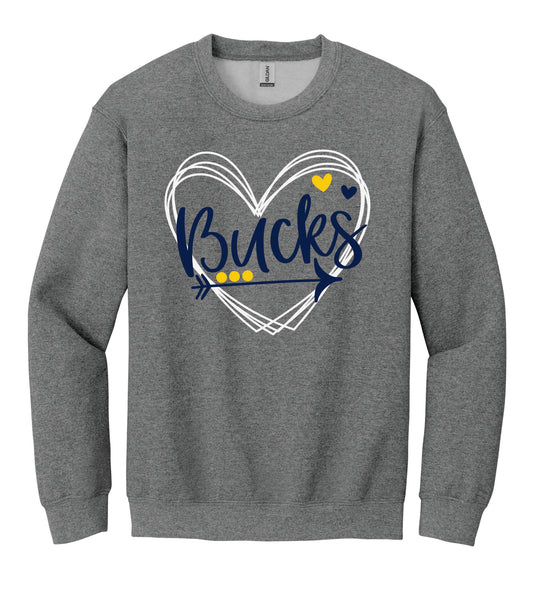 Heart Bucks Gildan Crewneck Sweatshirt