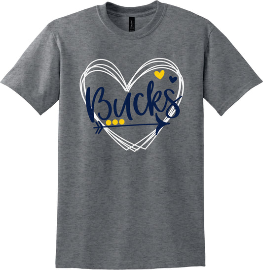 Heart Bucks T-SHirt Gildan