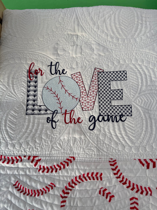 Embroidered Heirloom Baseball Quilt  50X60